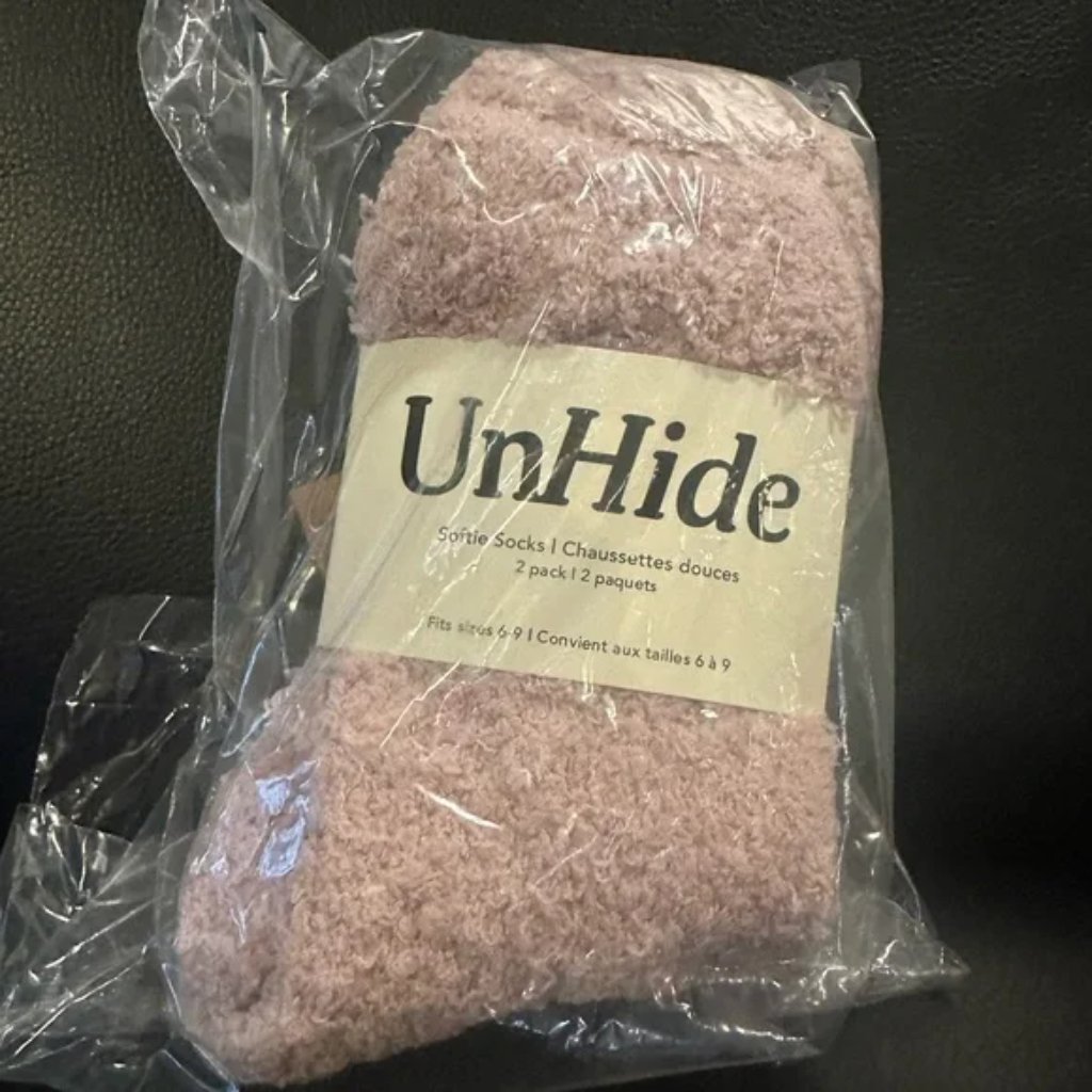 Unhide Softie Socks (2-Pak Pale Rose Pink & Grey) Brand-New & So Soft! — image 7 of 8